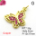 Micro Pave Cubic Zirconia,Brass Pendants,Butterfly,Plating Gold,Magenta,13x17mm,Hole:2mm,about 1.6g/pc,5 pcs/package,XFPC04343vail-L017