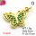 Micro Pave Cubic Zirconia,Brass Pendants,Butterfly,Plating Gold,Green,13x17mm,Hole:2mm,about 1.6g/pc,5 pcs/package,XFPC04344vail-L017