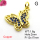 Micro Pave Cubic Zirconia,Brass Pendants,Butterfly,Plating Gold,Royal Blue,13x17mm,Hole:2mm,about 1.6g/pc,5 pcs/package,XFPC04348vail-L017