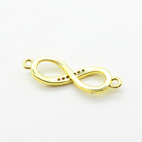 Micro Pave Cubic Zirconia,Brass Links Connectors,Infinity,Plated Gold,7x20mm,Hole:1.5mm,about 0.8g/pc,5 pcs/package,XFL02157aahh-L035
