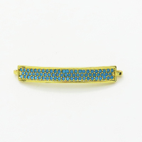 Micro Pave Turquoise,Brass Links Connectors,Rectangular Bar,Plated Gold,5x33mm,Hole:1.5mm,about 1.9g/pc,5 pcs/package,XFL02160baka-L035