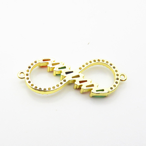 Micro Pave Cubic Zirconia,Brass Links Connectors,Infinity,Plated Gold,12x28mm,Hole:1.5mm,about 2g/pc,5 pcs/package,XFL02217baka-L035