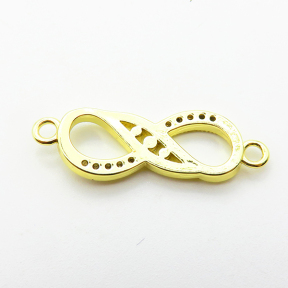 Micro Pave Cubic Zirconia,Brass Links Connectors,Infinity,Plated Gold,9x22mm,Hole:1.5mm,about 1.5g/pc,5 pcs/package,XFL02241aahm-L035