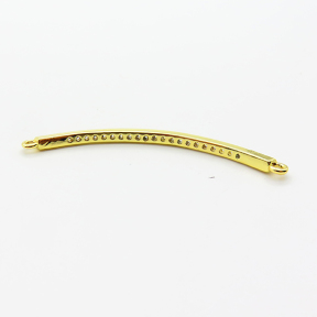 Micro Pave Cubic Zirconia,Brass Links Connectors,Strip,Plated Gold,2x43mm,Hole:1.5mm,about 1.7g/pc,5 pcs/package,XFL02265vaii-L035