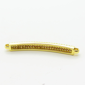 Micro Pave Cubic Zirconia,Brass Links Connectors,Strip,Plated Gold,4x33mm,Hole:1.5mm,about 2g/pc,5 pcs/package,XFL02268aaio-L035