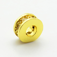 Brass Micro Pave Cubic Zirconia Beads,Cylindrical Beads,Plated Gold,3x7mm,Hole:3mm,about 0.7g/pc,5 pcs/package,XFF00747aavp-L035