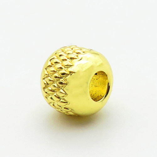 Brass Beads,Ball,Plated Gold,7x8mm,Hole:3mm,about 1.8g/pc,5 pcs/package,XFF00803aavo-L035