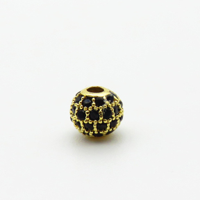 Brass Micro Pave Cubic Zirconia Beads,Ball,Plated Gold,5mm,Hole:1mm,about 0.1g/pc,5 pcs/package,XFF00821aahi-L035