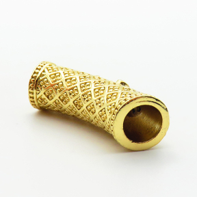 Brass Micro Pave Cubic Zirconia Beads,Long Tube Beads,Plated Gold,28x8mm,Hole:6mm,about 5.1g/pc,5 pcs/package,XFF00871aaho-L035