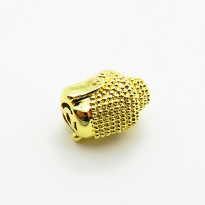 Brass Micro Pave Cubic Zirconia Beads,Buddha Head,Plated Gold,13x10mm,Hole:2mm,about 2.9g/pc,5 pcs/package,XFF00886aahi-L035