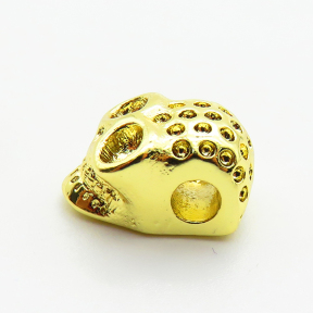 Brass Beads,Skull,Plated Gold,13x9mm,Hole:3mm,about 3g/pc,5 pcs/package,XFF00910vahk-L035