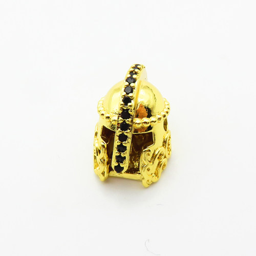Brass Micro Pave Cubic Zirconia Beads,Helmet,Plated Gold,15x10mm,Hole:2mm,about 2.2g/pc,5 pcs/package,XFF00931aahj-L035