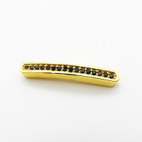 Brass Micro Pave Cubic Zirconia Beads,Cuboid,Plated Gold,32x4mm,Hole:2mm,about 2.2g/pc,5 pcs/package,XFL02280aahm-L035