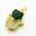 Micro Pave Cubic Zirconia,Brass Pendants,Hamsa Hand/Hand of Fatima/Hand of Miriam,Heart,Plated Gold,Dark Green,19x16mm,Hole:2mm,about 2.5g/pc,5 pcs/package,XFPC04386aajl-L024