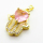 Micro Pave Cubic Zirconia,Brass Pendants,Hamsa Hand/Hand of Fatima/Hand of Miriam,Heart,Plated Gold,Pink,19x16mm,Hole:2mm,about 2.5g/pc,5 pcs/package,XFPC04388aajl-L024