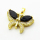 Micro Pave Cubic Zirconia,Brass Pendants,Butterfly,Plated Gold,Black,15x23mm,Hole:2mm,about 3.2g/pc,5 pcs/package,XFPC04393baka-L024