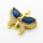 Micro Pave Cubic Zirconia,Brass Pendants,Butterfly,Plated Gold,Royal Blue,15x23mm,Hole:2mm,about 3.2g/pc,5 pcs/package,XFPC04397baka-L024