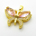 Micro Pave Cubic Zirconia,Brass Pendants,Butterfly,Plated Gold,Pink,15x23mm,Hole:2mm,about 3.2g/pc,5 pcs/package,XFPC04401baka-L024