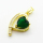 Micro Pave Cubic Zirconia,Brass Pendants,Heart,Plated Gold,Dark Green,20x14mm,Hole:2mm,about 1.9g/pc,5 pcs/package,XFPC04406aajl-L024