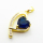 Micro Pave Cubic Zirconia,Brass Pendants,Heart,Plated Gold,Royal Blue,20x14mm,Hole:2mm,about 1.9g/pc,5 pcs/package,XFPC04416aajl-L024