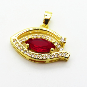 Micro Pave Cubic Zirconia,Brass Pendants,Eyes,Plated Gold,Mixed Color,12x21mm,Hole:2mm,about 2.1g/pc,5 pcs/package,XFPC04418aajl-L024