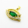 Micro Pave Cubic Zirconia,Brass Pendants,Eyes,Plated Gold,Dark Green,12x21mm,Hole:2mm,about 2.1g/pc,5 pcs/package,XFPC04421aajl-L024