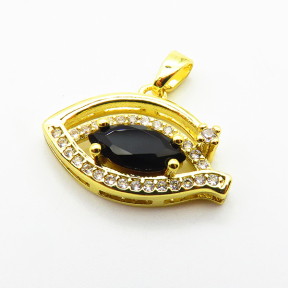 Micro Pave Cubic Zirconia,Brass Pendants,Eyes,Plated Gold,Mixed Color,12x21mm,Hole:2mm,about 2.1g/pc,5 pcs/package,XFPC04418aajl-L024