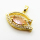 Micro Pave Cubic Zirconia,Brass Pendants,Eyes,Plated Gold,Pink,12x21mm,Hole:2mm,about 2.1g/pc,5 pcs/package,XFPC04427aajl-L024