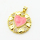Micro Pave Cubic Zirconia & Enamel,Brass Pendants,Flat Round,Heart,Plated Gold,Pink,22mm,Hole:2mm,about 3.6g/pc,5 pcs/package,XFPC04449baka-L024