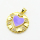 Micro Pave Cubic Zirconia & Enamel,Brass Pendants,Flat Round,Heart,Plated Gold,Purple,22mm,Hole:2mm,about 3.6g/pc,5 pcs/package,XFPC04455baka-L024