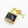 Micro Pave Cubic Zirconia & Enamel,Brass Pendants,Lock,Key,Plated Gold,Black,20x14mm,Hole:2mm,about 4.7g/pc,5 pcs/package,XFPC04460baka-L024