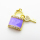 Micro Pave Cubic Zirconia & Enamel,Brass Pendants,Lock,Key,Plated Gold,Purple,20x14mm,Hole:2mm,about 4.7g/pc,5 pcs/package,XFPC04464baka-L024