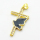 Micro Pave Cubic Zirconia & Enamel,Brass Pendants,Cross,Pigeon,For Easter,Plated Gold,Black,29x17mm,Hole:2mm,about 2.4g/pc,5 pcs/package,XFPC04471aajl-L024