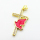 Micro Pave Cubic Zirconia & Enamel,Brass Pendants,Cross,Pigeon,For Easter,Plated Gold,Red,29x17mm,Hole:2mm,about 2.4g/pc,5 pcs/package,XFPC04473aajl-L024