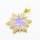 Micro Pave Cubic Zirconia & Enamel,Brass Pendants,Star of David,Plated Gold,Purple,21mm,Hole:2mm,about 3.1g/pc,5 pcs/package,XFPC04487baka-L024