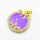 Micro Pave Cubic Zirconia & Enamel,Brass Pendants,Flat Round,Bow Tie,Plated Gold,Purple,19mm,Hole:2mm,about 3.5g/pc,5 pcs/package,XFPC04496aajl-L024