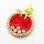 Micro Pave Cubic Zirconia & Enamel,Brass Pendants,Flat Round,Bow Tie,Plated Gold,Red,19mm,Hole:2mm,about 3.5g/pc,5 pcs/package,XFPC04500aajl-L024