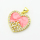 Micro Pave Cubic Zirconia & Enamel,Brass Pendants,Heart,Plated Gold,Pink,18x20mm,Hole:2mm,about 3.2g/pc,5 pcs/package,XFPC04503aajl-L024