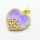 Micro Pave Cubic Zirconia & Enamel,Brass Pendants,Heart,Plated Gold,Purple,18x20mm,Hole:2mm,about 3.2g/pc,5 pcs/package,XFPC04505aajl-L024