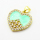 Micro Pave Cubic Zirconia & Enamel,Brass Pendants,Heart,Plated Gold,Cyan,18x20mm,Hole:2mm,about 3.2g/pc,5 pcs/package,XFPC04509aajl-L024