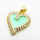 Micro Pave Cubic Zirconia & Enamel,Brass Pendants,Heart,Plated Gold,Cyan,20mm,Hole:2mm,about 2.8g/pc,5 pcs/package,XFPC04516aajl-L024