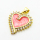 Micro Pave Cubic Zirconia & Enamel,Brass Pendants,Heart,Plated Gold,Pink,20mm,Hole:2mm,about 2.8g/pc,5 pcs/package,XFPC04518aajl-L024