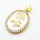 Micro Pave Cubic Zirconia & Enamel,Brass Pendants,Oval,Rose Flower,Plated Gold,White,22x18mm,Hole:2mm,about 3.5g/pc,5 pcs/package,XFPC04528aajl-L024
