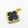 Micro Pave Cubic Zirconia & Enamel,Brass Pendants,Four-leaf Clover,Plated Gold,Black,20mm,Hole:2mm,about 2.5g/pc,5 pcs/package,XFPC04535aajl-L024