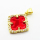 Micro Pave Cubic Zirconia & Enamel,Brass Pendants,Four-leaf Clover,Plated Gold,Red,20mm,Hole:2mm,about 2.5g/pc,5 pcs/package,XFPC04539aajl-L024