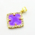 Micro Pave Cubic Zirconia & Enamel,Brass Pendants,Four-leaf Clover,Plated Gold,Purple,20mm,Hole:2mm,about 2.5g/pc,5 pcs/package,XFPC04541aajl-L024