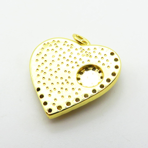 Micro Pave Cubic Zirconia & Enamel,Brass Pendants,Heart,Devil's Eye,Plated Gold,20x21mm,Hole:2mm,about 3.6g/pc,5 pcs/package,XFPC04558baka-L024
