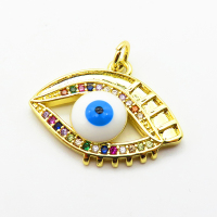 Micro Pave Cubic Zirconia & Enamel,Brass Pendants,Devil's Eye,Plated Gold,15x23mm,Hole:2mm,about 2.3g/pc,5 pcs/package,XFPC04567aajl-L024