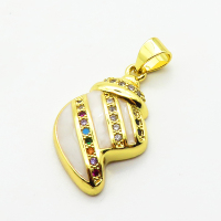 Micro Pave Cubic Zirconia & Enamel,Brass Pendants,Conch,Plated Gold,20x14mm,Hole:2mm,about 2.5g/pc,5 pcs/package,XFPC04611aajl-L024