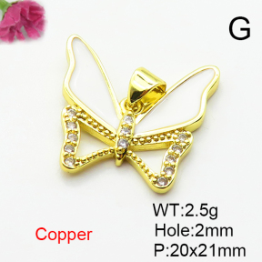 Micro Pave Cubic Zirconia & Enamel,Brass Pendants,Butterfly,Plated Gold,20x21mm,Hole:2mm,about 2.5g/pc,5 pcs/package,XFPC04614aajl-L024
